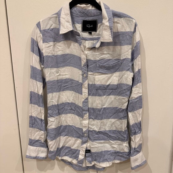 RAILS Blue/White Striped Flannel Button Down Short Set - Picture 5 of 7